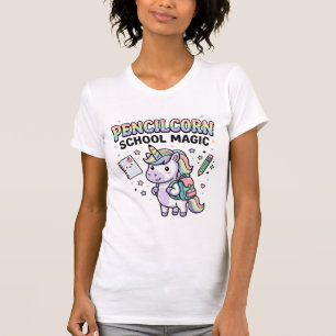 Einhorn Bleistiftstiel Schule Magie Charmante Merc T-Shirt