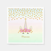 Einhorn, Blume & Goldfetti Serviette (Vorderseite)