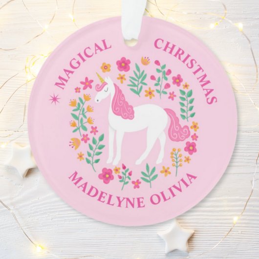 Einhorn-Blume Magische Weihnachtscreme Ornament