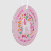 Einhorn-Blume Magische Weihnachtscreme Ornament (Vorderseite)