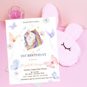 Einhorn-Blume Schmetterlingspunkte Geburtstag Einladung