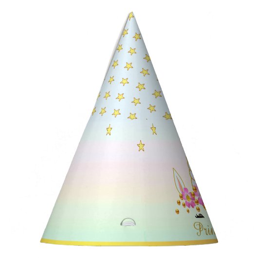 Einhorn, Blume, Sterne & Goldfetti Partyhütchen (Links)