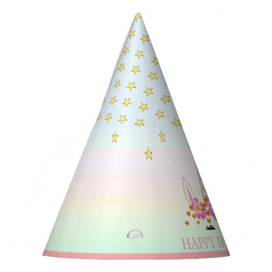 Einhorn, Blume, Sterne & Goldfetti Partyhütchen (Links)
