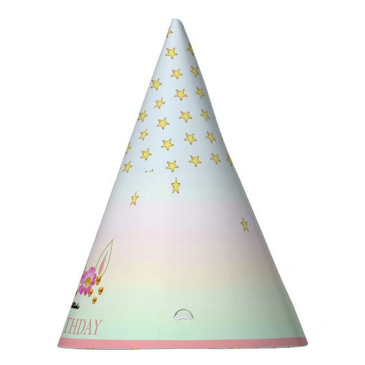 Einhorn, Blume, Sterne & Goldfetti Partyhütchen (Rechts)