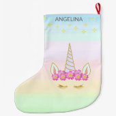 Einhorn Blume & Sterne Grosser Strumpf Großer Weihnachtsstrumpf (Rückseite)