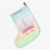 Einhorn Blume & Sterne Grosser Strumpf Großer Weihnachtsstrumpf (Rückseite (Hängend))