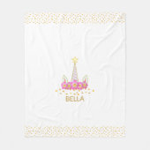 Einhorn, Blume und goldene Konfetti auf weißer Fle Fleecedecke (Vorderseite)