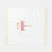 Einhorn, Blume und goldene Konfetti auf weißer Fle Fleecedecke (Vorderseite (Horizontal))