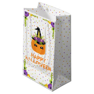 Einhorn Blumen Kürbis Frohes Halloween Weiß Klein Kleine Geschenktüte