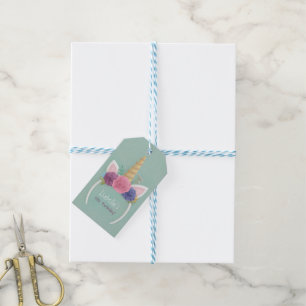 Einhorn-Blumen-Mädchen-Geburtstags-Geschenk-Tags Geschenkanhänger