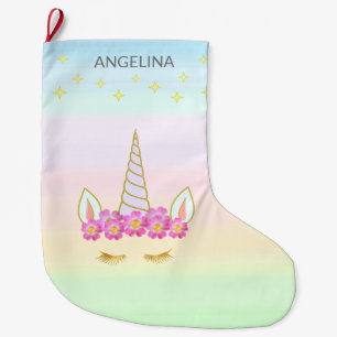 Einhorn Blumen & Sterne Großer Weihnachtsstrumpf