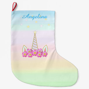 Einhorn Blumen & Sterne Großer Weihnachtsstrumpf