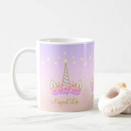 Einhorn Blumen und Sterne Kaffeetasse