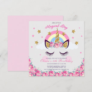 Einhorn-Blütenblatt am 5. Geburtstag Einladung