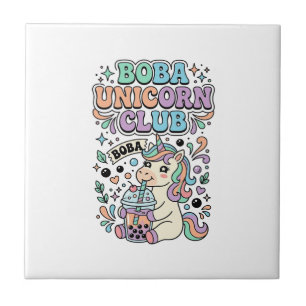 Einhorn Boba Einhorn Club Kawaii Schriftzug Design Fliese