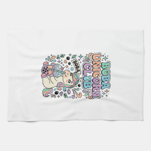 Einhorn Boba Einhorn Club Kawaii Schriftzug Design Geschirrtuch