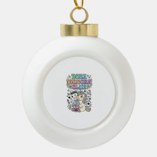 Einhorn Boba Einhorn Club Kawaii Schriftzug Design Keramik Kugel-Ornament