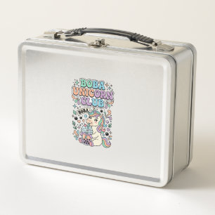 Einhorn Boba Einhorn Club Kawaii Schriftzug Design Metall Brotdose