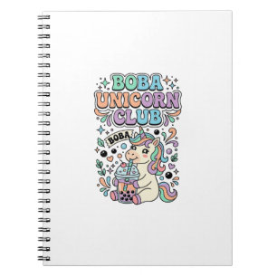 Einhorn Boba Einhorn Club Kawaii Schriftzug Design Notizblock