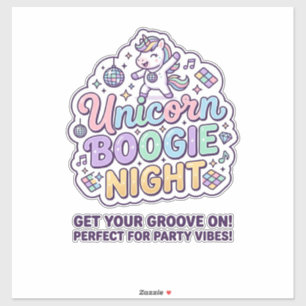 Einhorn Boogie Nacht Fette Typografie Grafik T-Shi Aufkleber