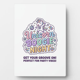 Einhorn Boogie Nacht Fette Typografie Grafik T-Shi Fotoplatte