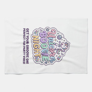Einhorn Boogie Nacht Fette Typografie Grafik T-Shi Geschirrtuch