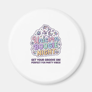 Einhorn Boogie Nacht Fette Typografie Grafik T-Shi Magnet