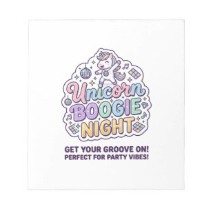 Einhorn Boogie Nacht Fette Typografie Grafik T-Shi Notizblock