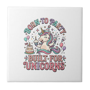 Einhorn Born to Party Gebaut für Einhörner Retro-S Fliese