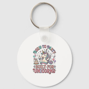 Einhorn Born to Party Gebaut für Einhörner Retro-S Schlüsselanhänger