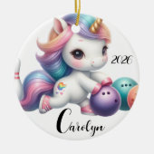 Einhorn Bowling personalisiert  Keramik Ornament (Vorne)