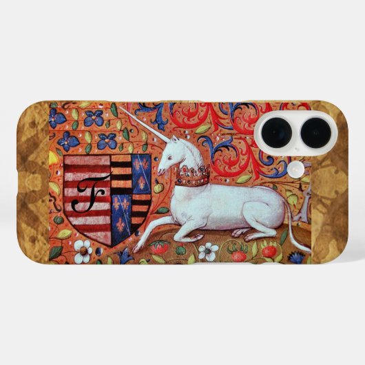 EINHORN Braunes Pergament-Monogramm Case-Mate iPhone Hülle (Rückseite (Horizontal))