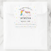 Einhorn-Buchzeichen aus der Bibliothek, Buch Quadratischer Aufkleber (Tasche)