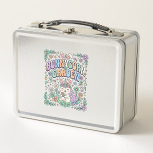 Einhorn Bunnycorn Garten Kawaii Schrift Design_ Metall Brotdose