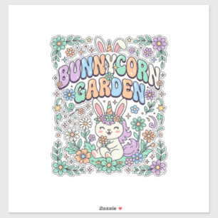 Einhorn Bunnycorn Garten Kawaii Typografie Design_ Aufkleber
