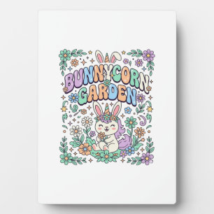 Einhorn Bunnycorn Garten Kawaii Typografie Design_ Fotoplatte