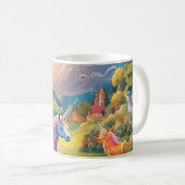 Einhorn-Burg-Landschaft-Tasse | Märchen-Magie Kaffeetasse (VorderseiteRechts)