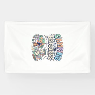 Einhorn Camping mit Einhörnern Kawaii Aufkleber un Banner