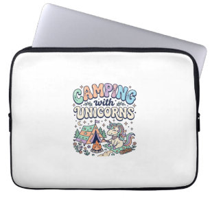 Einhorn Camping mit Einhörnern Kawaii Aufkleber un Laptopschutzhülle