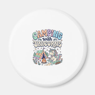 Einhorn Camping mit Einhörnern Kawaii Aufkleber un Magnet