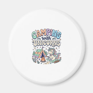 Einhorn Camping mit Einhörnern Kawaii Aufkleber un Magnet