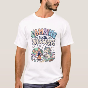 Einhorn Camping mit Einhörnern Kawaii Aufkleber un T-Shirt