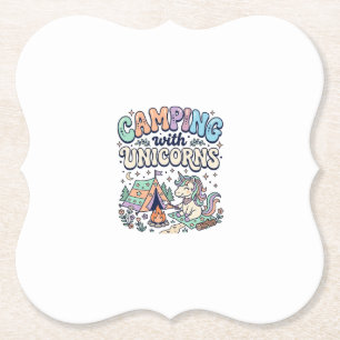 Einhorn Camping mit Einhörnern Kawaii Aufkleber un Untersetzer