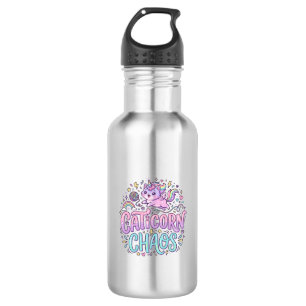 Einhorn Caticorn Chaos Süß Pastell Produkt Grafik Edelstahlflasche