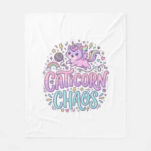 Einhorn Caticorn Chaos Süß Pastell Produkt Grafik Fleecedecke