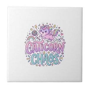 Einhorn Caticorn Chaos Süß Pastell Produkt Grafik Fliese