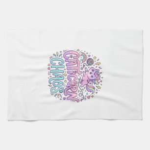 Einhorn Caticorn Chaos Süß Pastell Produkt Grafik Geschirrtuch