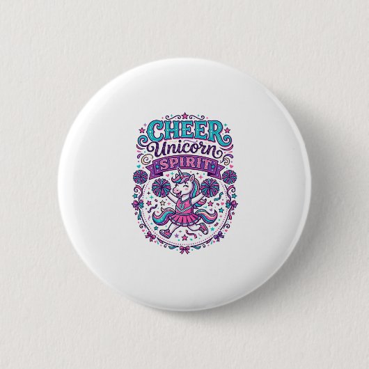 Einhorn Cheer Einhorn Geist Buntes POD Kunstwerk_ Button (Vorderseite)