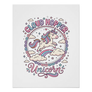 Einhorn Cloud Hopper Einhorn Spielerei Süßes Gesch Poster