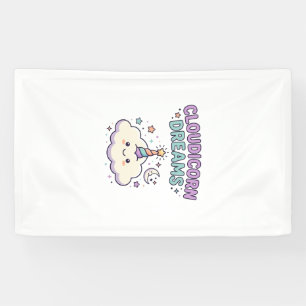 Einhorn Cloudicorn Träume Trendiges Grafik-T-Shirt Banner
